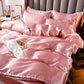 Parure de lit satinée avec drap housse et taies