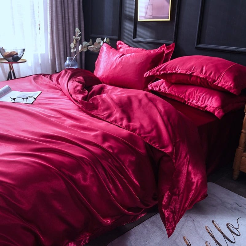 Parure de lit rouge, élégante et douce au toucher
