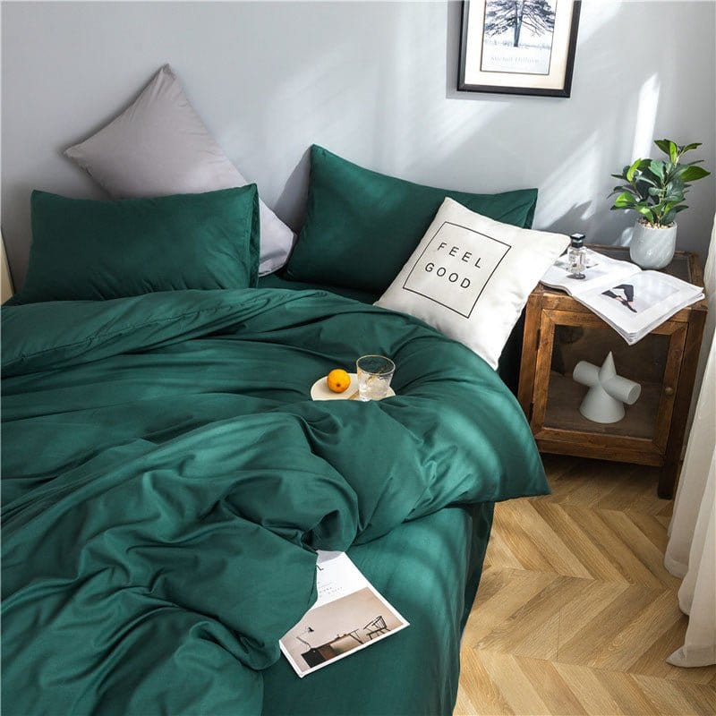 Détail de la fermeture à glissière sur la housse de couette verte