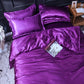 Lit avec parure satinée en polyester violet et accessoires