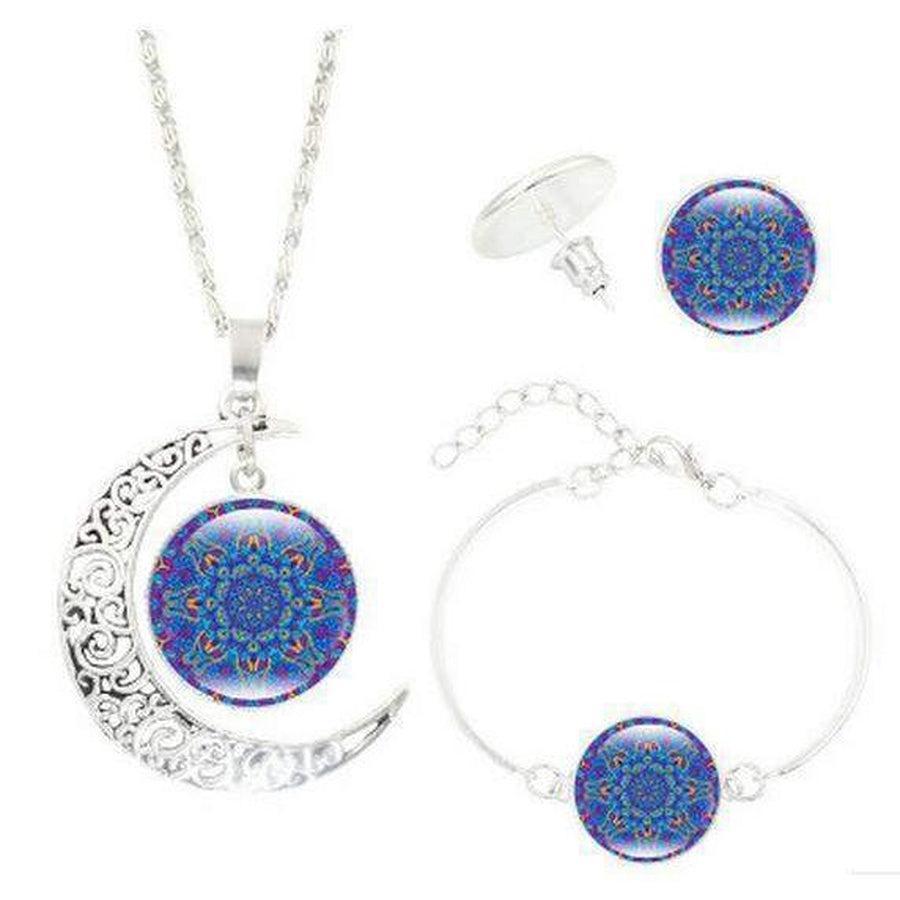 Collier fleur de vie entouré d'une demi-lune élégante