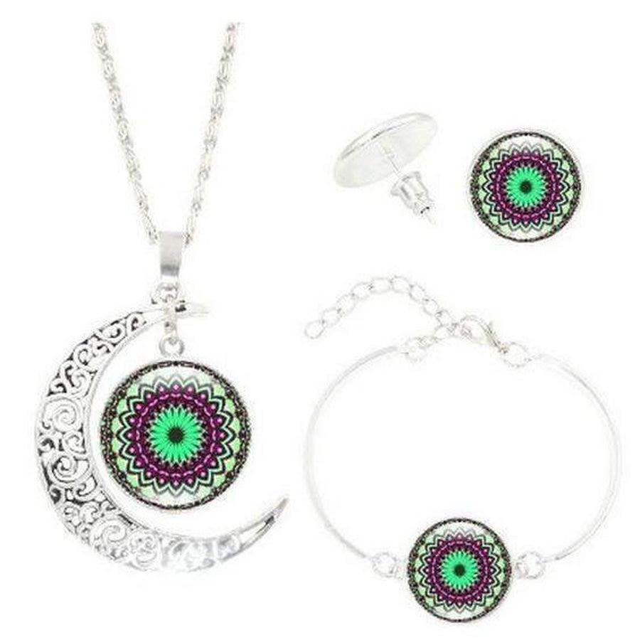 Boucles d'oreilles avec symbole énergétique et demi-lune