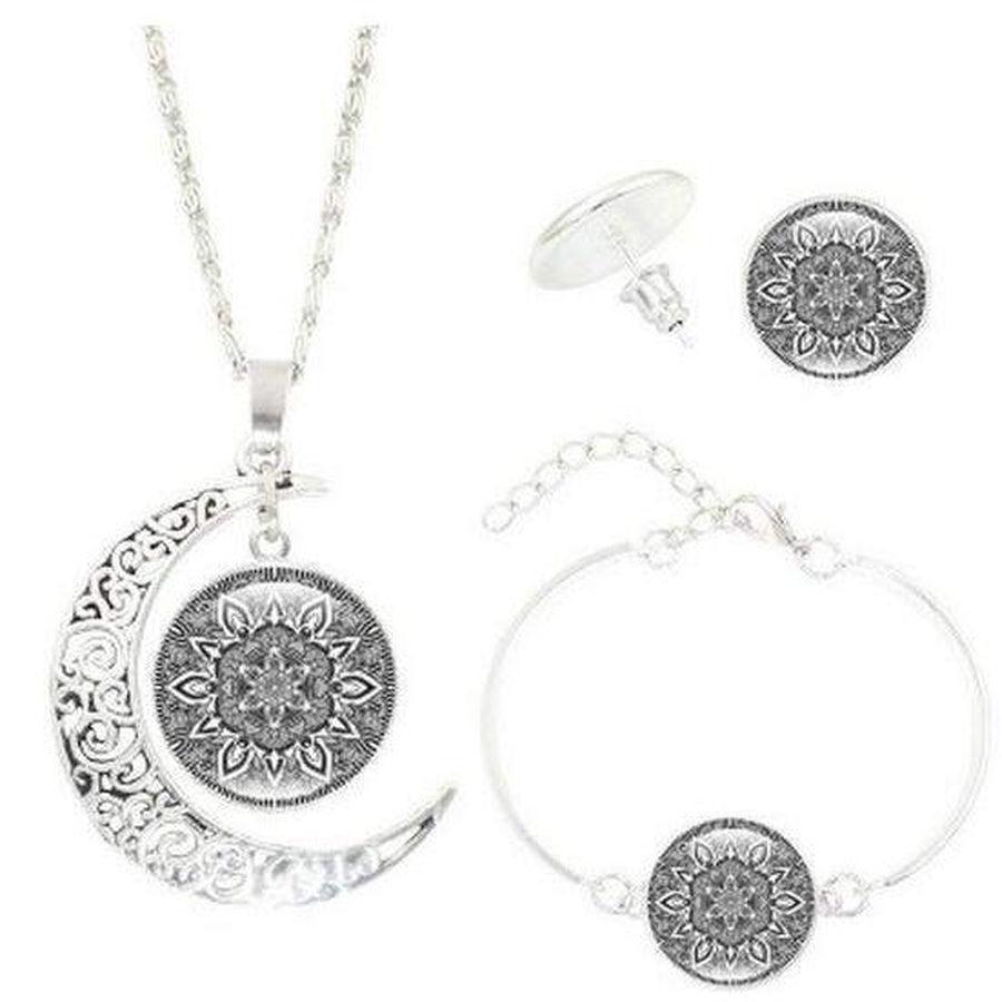 Présentation complète de l'ensemble bijoux fleur de vie