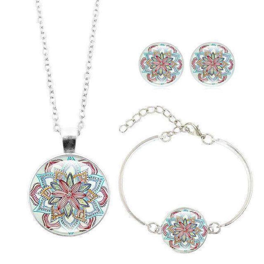 Bracelet mandala étendu, détails des motifs et couleurs