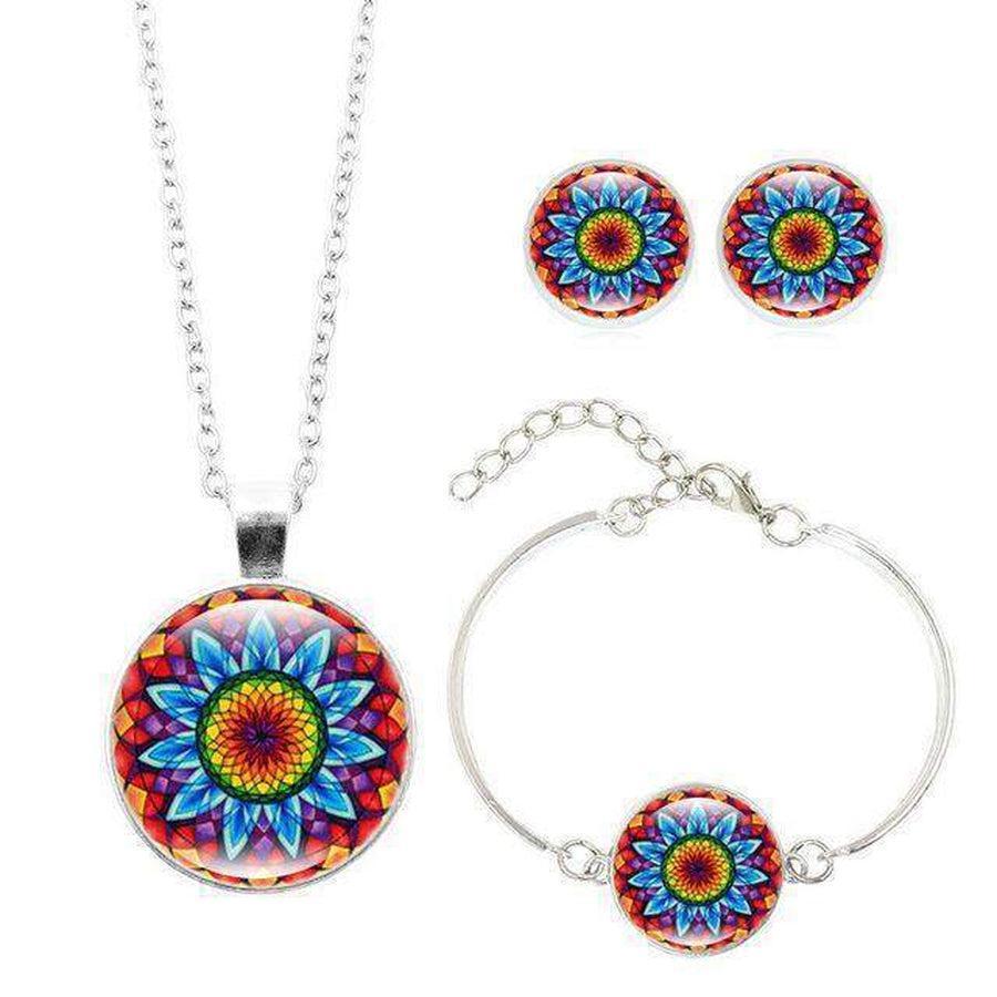 Ensemble mandala sur fond neutre, détails des motifs