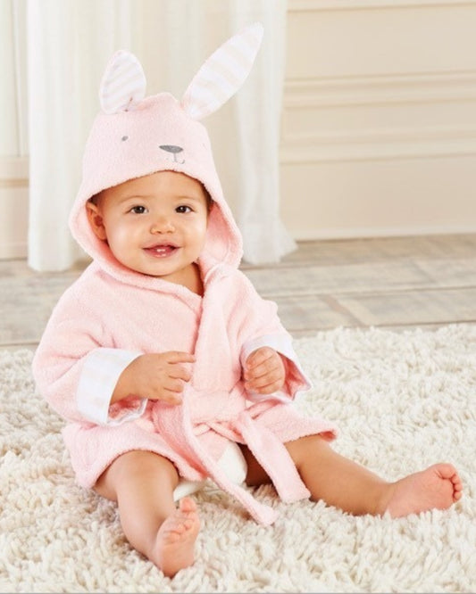 Peignoir bébé lapin rose en coton