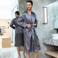 Peignoir homme en satin gris kimono d’été