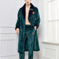 Peignoir homme polaire kimono col en V bleu et vert