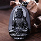 Pendentif Bouddha Acalanatha en obsidienne noire polie
