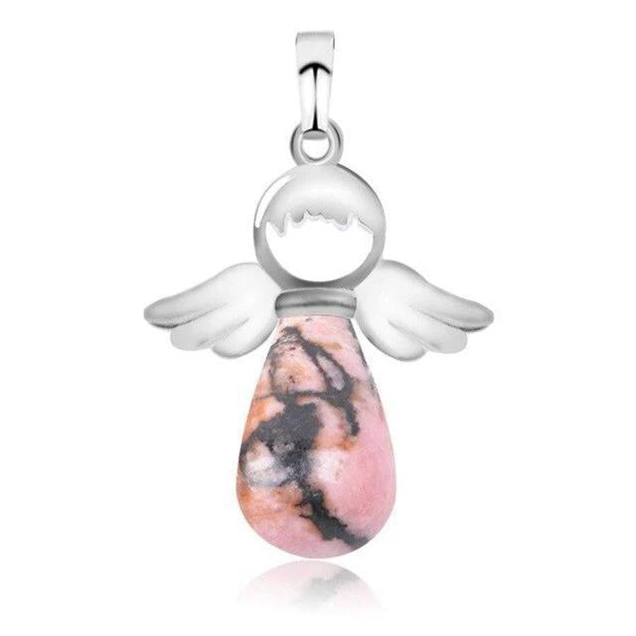 Pendentif ange, vue de profil, pierre translucide