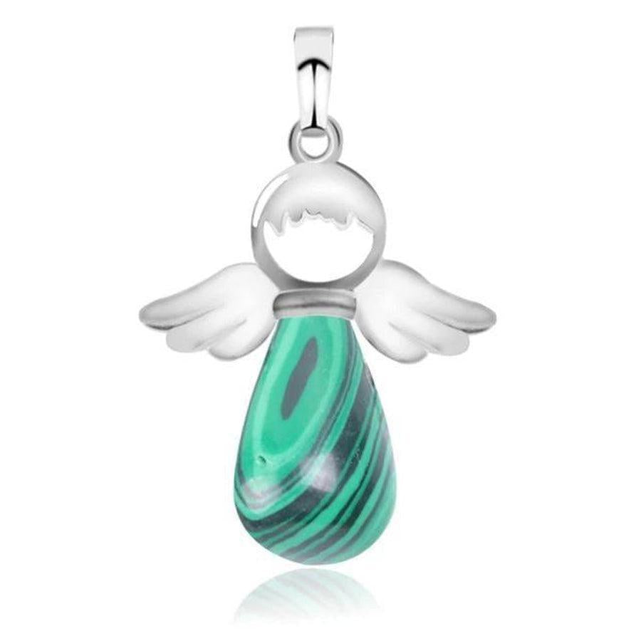 Pendentif ange en onyx noir, détails des ailes