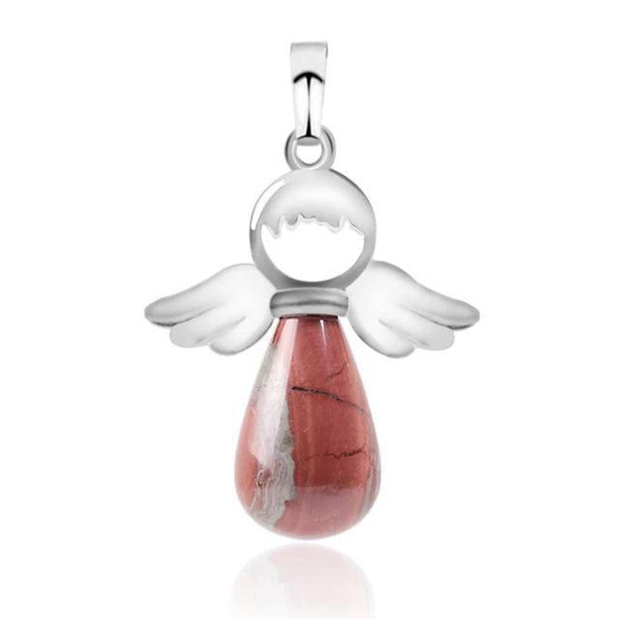 Pendentif ange en pierre, accroche en métal