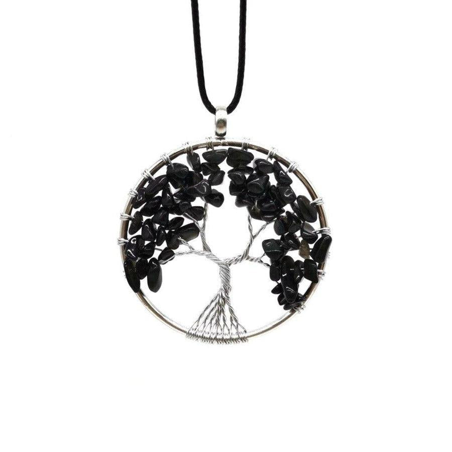 Pendentif Arbre de Vie avec pierres colorées en gros plan