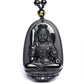 Collier de perles noires avec pendentif Bouddha détaillé
