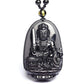 Pendentif Bouddha en obsidienne, fond neutre