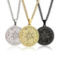 Pendentif en or avec noms des archanges, sur fond sombre