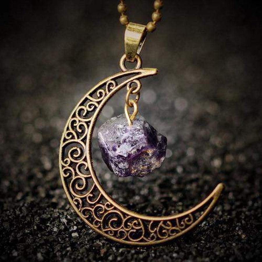 Pendentif demi-lune en cristal de roche avec chaîne