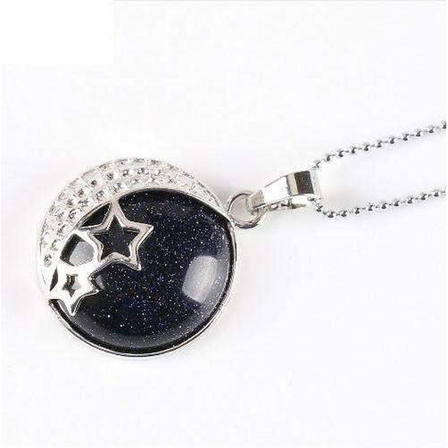Pendentif en argent avec pierre d'améthyste et étoiles