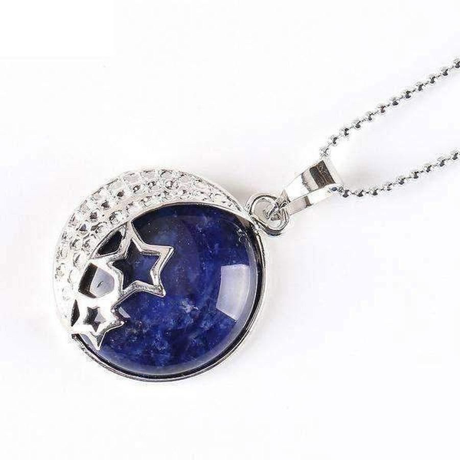 Pendentif demi-lune avec pierre de turquoise en argent