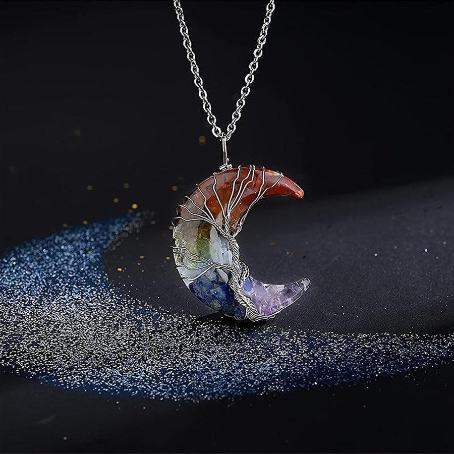 Détail de l'Arbre de Vie entourant la lune en résine