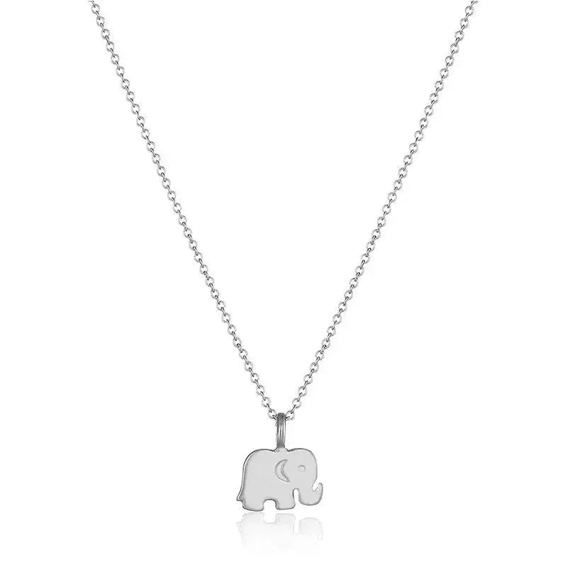 Pendentif éléphant avec chaîne fine, trompe vers le haut