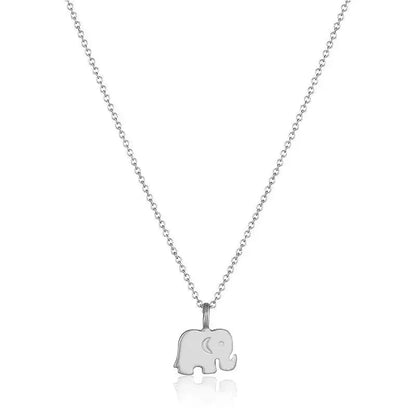 Pendentif éléphant avec chaîne fine, trompe vers le haut
