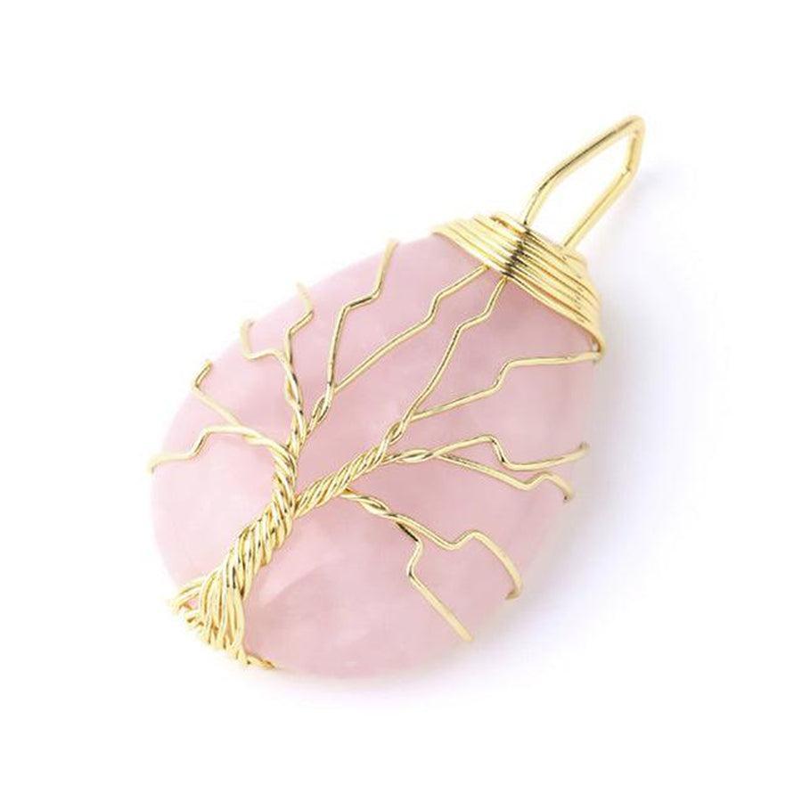 Pendentif opaline entouré de fil de cuivre