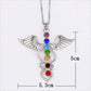 Pendentif en métal argenté avec sept pierres distinctes