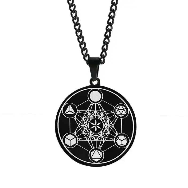 Pendentif Métatron sur fond neutre, chaîne visible