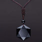 Pendentif obsidienne noire en forme d'étoile, vue de face