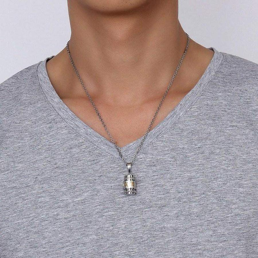 Pendentif fermé avec chaîne en acier inoxydable visible