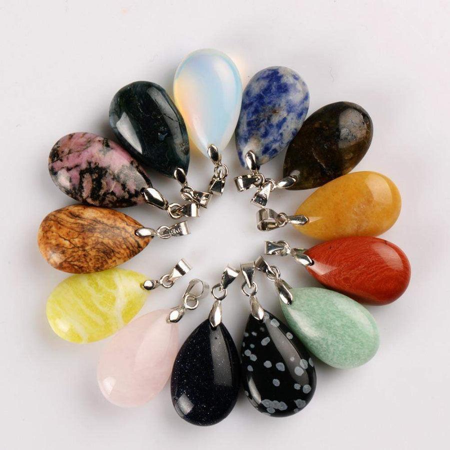 Pendentif en pierre naturelle en forme de goutte d'eau