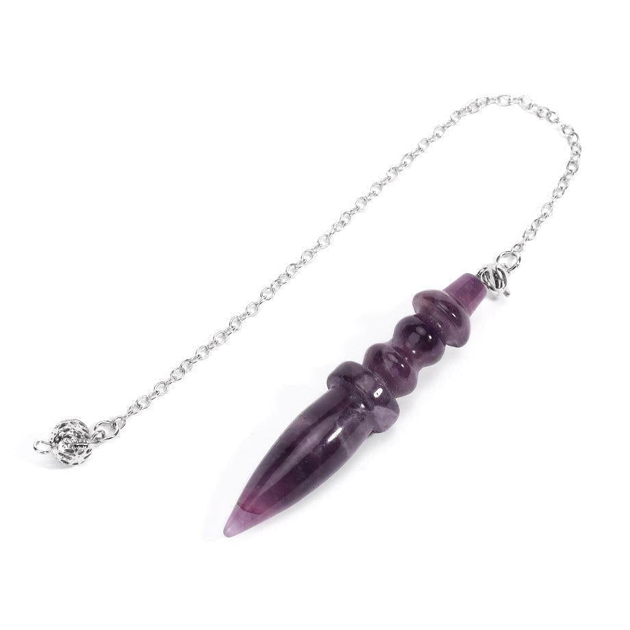 Pendule d'améthyste avec reflets violets et chaîne fine