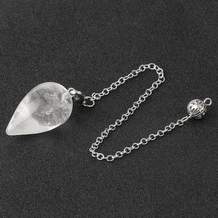 Cristal de Roche, pendule suspendu, lumière traversante