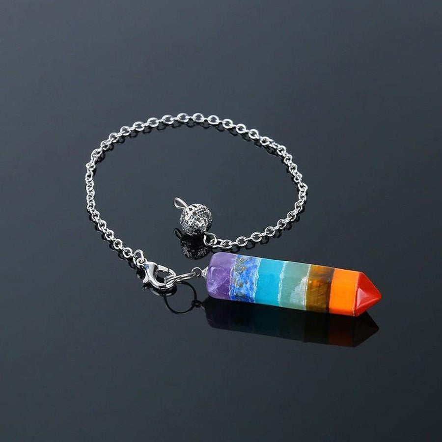 Pendule avec pierres colorées pour équilibre des chakras