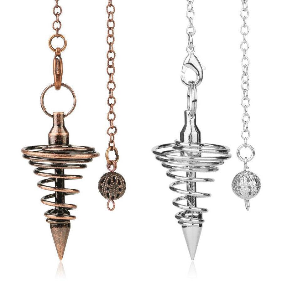 Pendule Reiki en spirale doré avec chaînette amovible