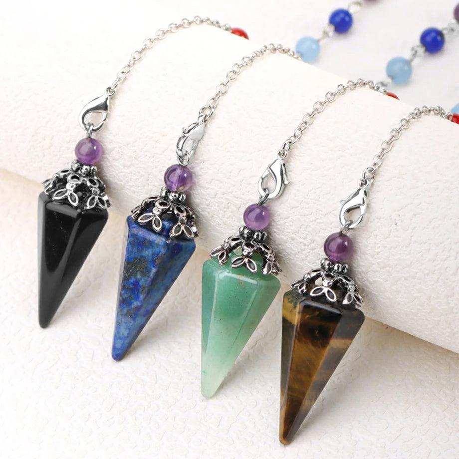 Ensemble complet du pendule avec chaîne et perles colorées