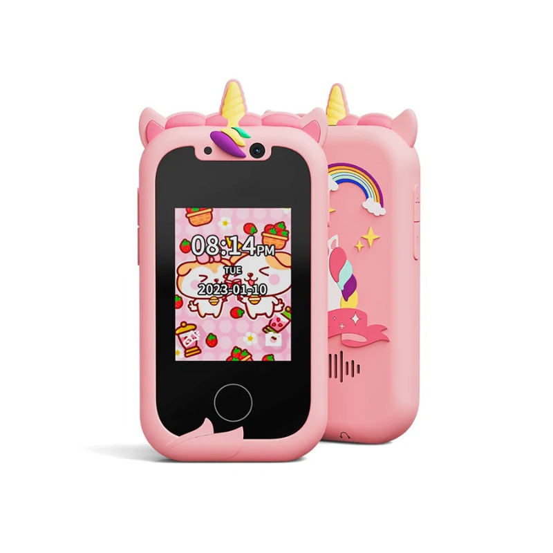 Téléphone interactif rose pour enfants avec caméra intégrée