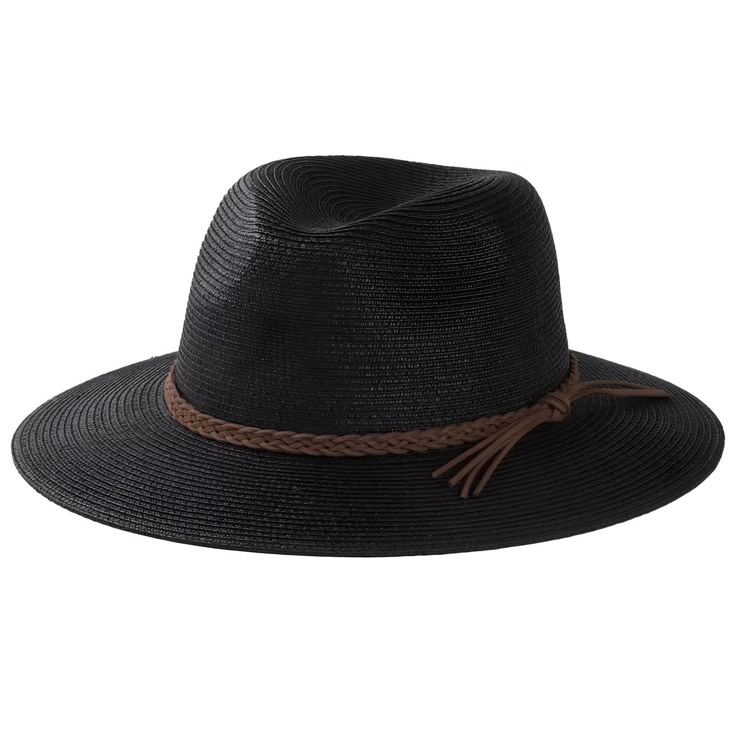 Chapeau de paille avec ombre projetée sur une surface claire