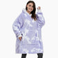 Plaid mauve à manches avec capuche et poche frontale