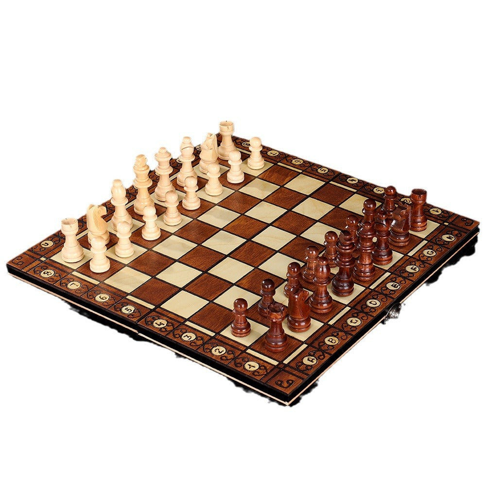 Plateau d'échecs en bois gravé avec finition magnétique