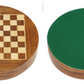 Vue de dessus du plateau d'échecs rond en bois