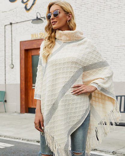Poncho doux porté, vue complète