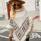 Poncho ethnique avec bordures en Pilou Pilou, vue de face