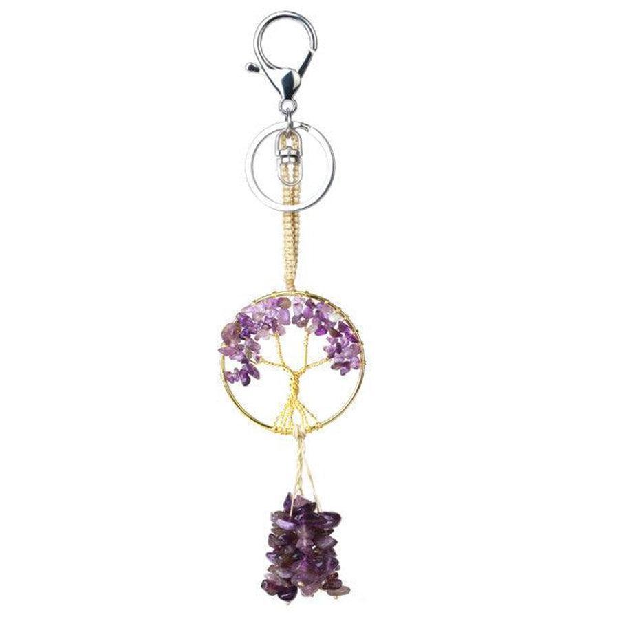Arbre de vie en agate rouge sur porte-clés élégant