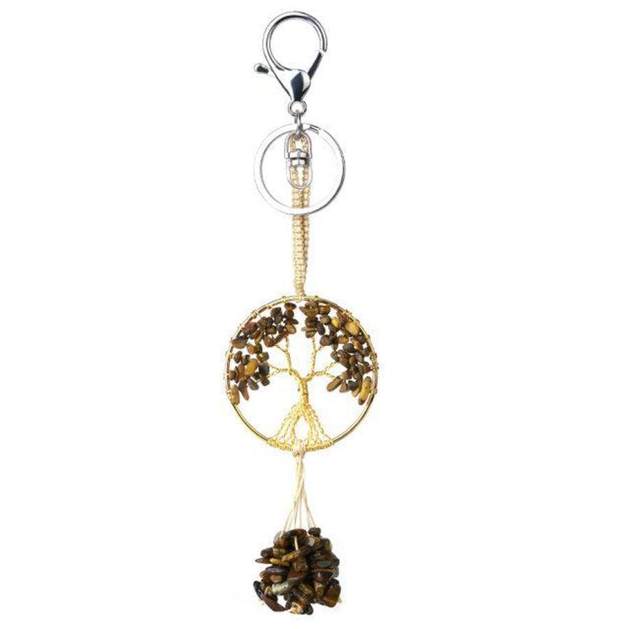 Porte-clés avec arbre de vie en aventurine verte