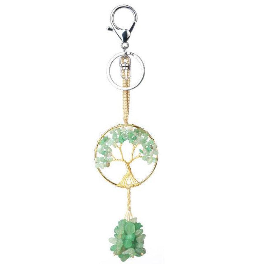 Détail des perles et de l'arbre de vie en aigue-marine