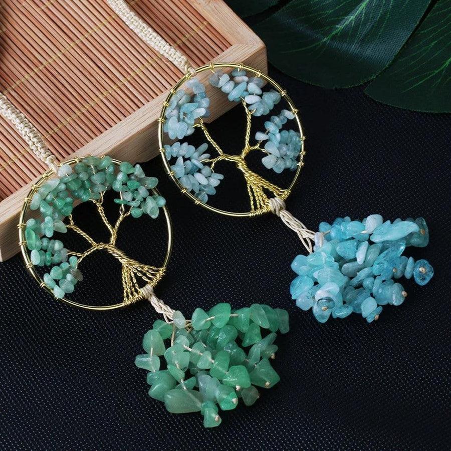 Ensemble de porte-clés arbre de vie avec différentes pierres