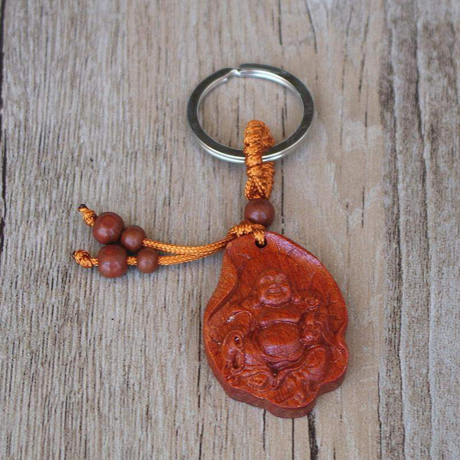 Vue arrière du porte-clés avec mantra gravé