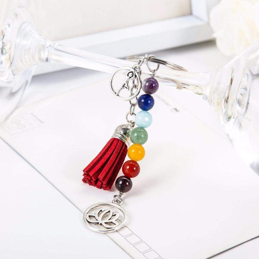 Porte-clés complet illustrant les chakras et la fleur de lotus